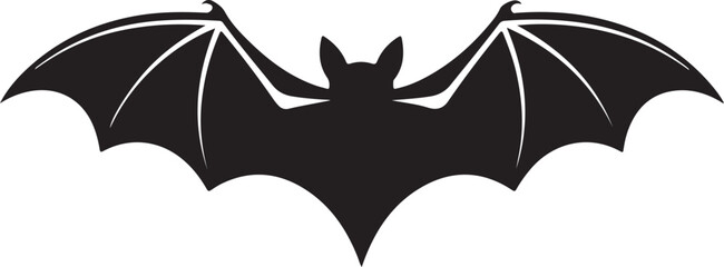 Black bat vector silhouette with wings spread wide, suitable for Halloween and nocturnal animal symbolism