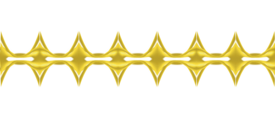 This image features a golden abstract symmetric wave pattern on a black background. The design appears fluid and dynamic, with mirrored curves and ribbon-like shapes forming a continuous ornamental 