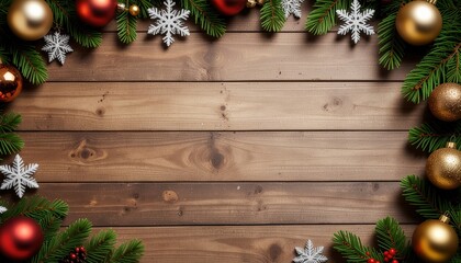 Festive christmas decoration cozy wooden background high-quality image seasonal environment aesthetic viewpoint celebratory concept for holiday cheer and joy