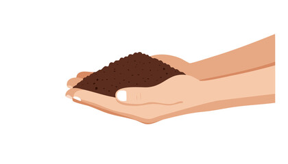 Simple illustration of hands holding earth to express planting care sustainability and natural life cycle