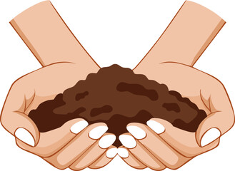 Two hands gently holding rich brown soil symbol of care for nature growth