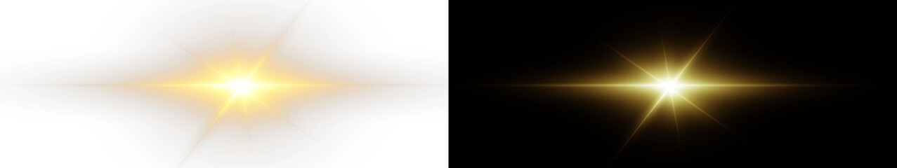 Png shine gold star. light with sparkle effect. Glowing yellow light, magic star sparks. © blagorodez