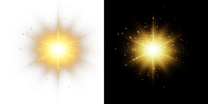 Png shine gold star. light with sparkle effect. Glowing yellow light, magic star sparks. - Powered by Adobe