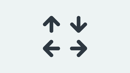 A collection of four dark gray arrows pointing in different directions on a white background plane