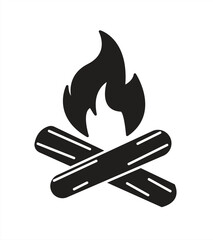 Fire vector icon. Simple black flat silhouette symbol illustration for graphic design. Heat, energy, hot, burning, danger, power, campfire, campfire sign concept, vector illustration.