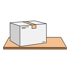 Closed Package Box on Board Flat Vector Illustration Isolated