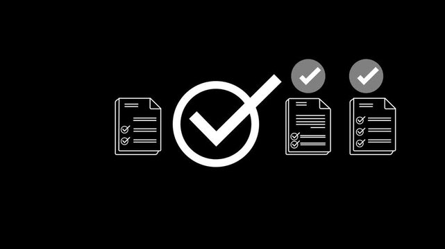 Digital checklist and approval workflow showing business document validation and task tracking system for decision making, process optimization, and quality verification with high efficiency 4k video.