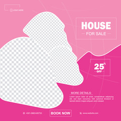Real estate social media post for house sale and marketing. Minimalistic editable real estate advertising banner. elegant sale and discount promotional advertising banner