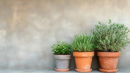 Fototapeta premium Exterior wall with clay pot garden, rustic broom, and weathered wood