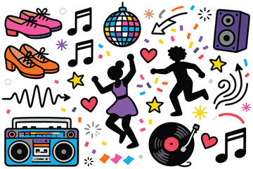 Dance-Themed Doodle Illustration Set