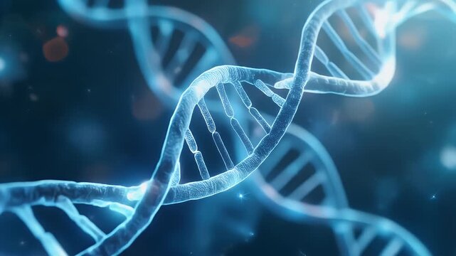 Captivating 3D render of a luminous DNA double helix, symbolizing genetic research, biotechnology advancements, and the intricate molecular foundations of life and science