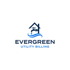 Evergreen Utility Billing Logo with House Faucet and Water Wave.