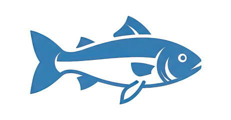 Obraz premium Stylized blue fish silhouette presented on a solid black background with an outline effect