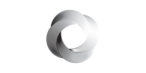 Elegant abstract intertwined circular ribbon shape with gradient stripes creating a dynamic optical illusion.