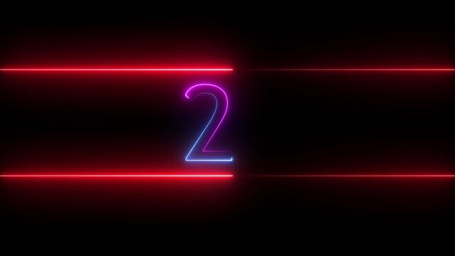 5 to 1 second modern digital countdown timer neon light style on black background, 5 seconds simple countdown timer.5 second technology digital neon led light game timer animation 