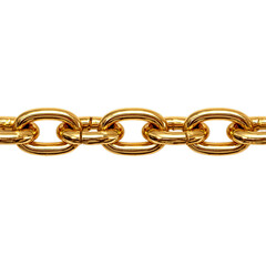 Gold metal chain women’s belt with oval links. Isolated white background. Png format