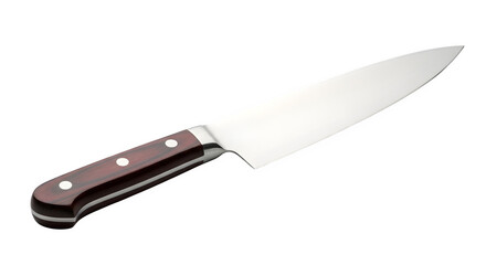Chef s knife with wood handle isolated on transparent background