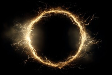 Powerful golden electric ring effect PNG