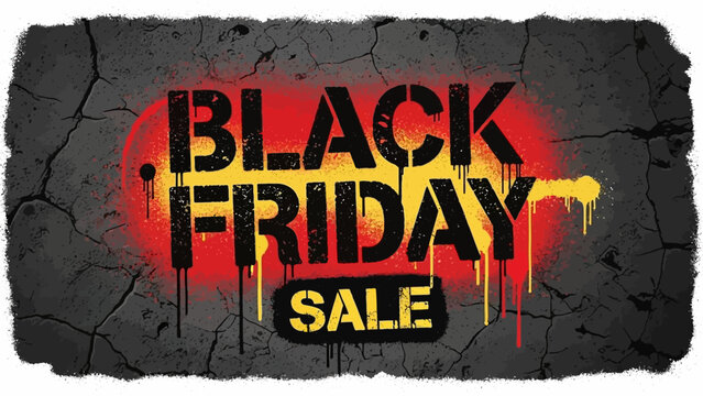 Bold Black Friday sale announcement with vibrant graffiti style perfect for retail promotions and attracting customers with edgy design elements