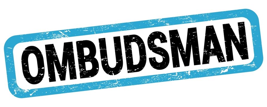 OMBUDSMAN text written on blue-black rectangle stamp.