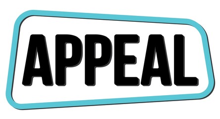 APPEAL text on blue-black trapeze stamp sign.
