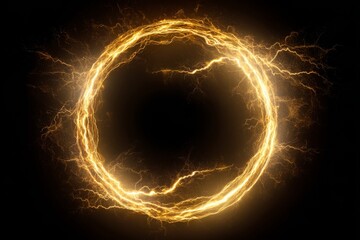 Gold plasma lightning ball on transparent