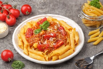 Penne Bolognese, delicious pasta with a rich meat sauce
