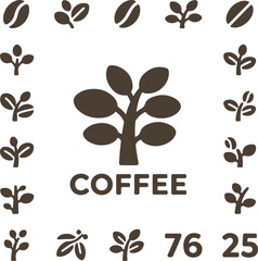  A coffee  collection of a logo style on a white background.