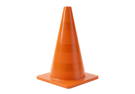 Orange traffic cone safety equipment for road work and construction