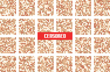 Censored image grid privacy obscurity and information control concept