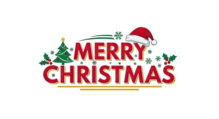 Festive christmas greeting with santa hat and holiday decoration elements