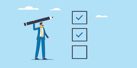 Man with pencil completing a checklist