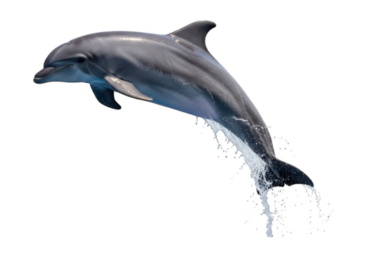 Marine mammal gracefully leaps from the water creating a dynamic splash