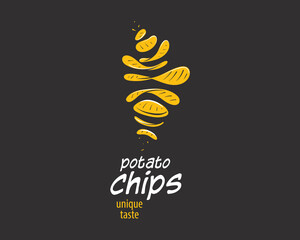 Vector hand-drawn potato chip logo