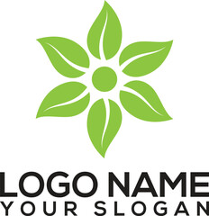 Green Leaf Flower Logo Concept for Nature and Organic Brands