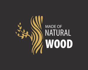 An unusual vector hand-drawn logo for the production of wood products