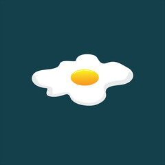 Fried egg isolated on blue background flat icon