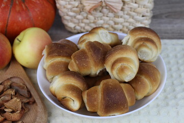 On the table are freshly baked bagels made according to a family recipe for tea