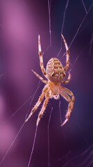 Spider's Delicate Craft: A detailed view of a spider on its intricate web, the spider's form highlighted against a soft, blurred background.