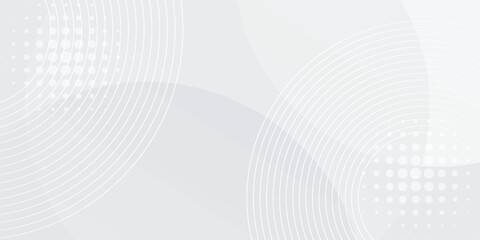 White geometric abstract background overlap layer on bright space with lines effect decoration. Modern graphic design element circles style concept for banner.