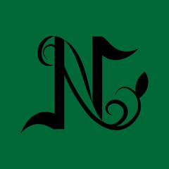 letter n logo design with floral