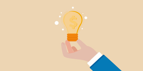 Hand holding a light bulb with a dollar sign inside
