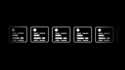 A set of aligned rectangular panels arranged horizontally, representing organized content distribution and uniform visual structure within a minimal framed layout