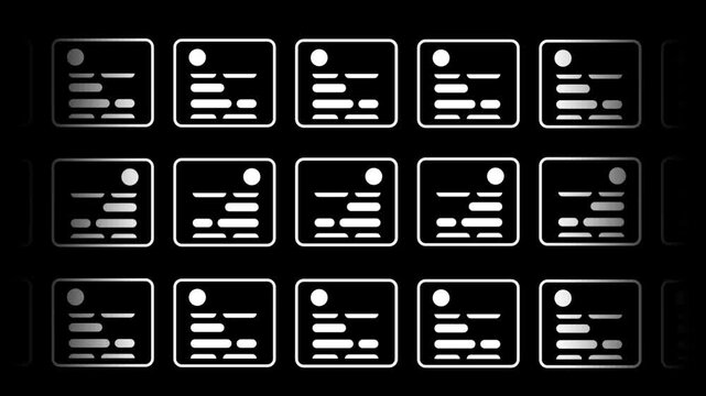 A dense cluster of grid blocks depicting systematic information mapping, emphasizing high-volume data arrangement and consistent formatting inside its designated frame