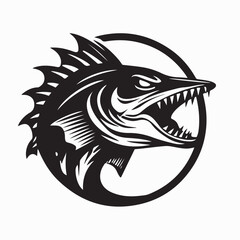 Scary Barracuda With Sharp Teeth Vector Illustration on white background