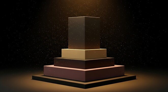 Abstract 3D rendered pyramid of cubes against a dark background