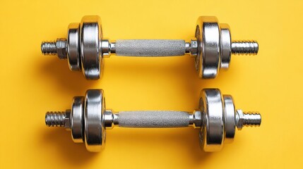 Brain Lifting Dumbbells for Mental Training on a Sunny Yellow Background