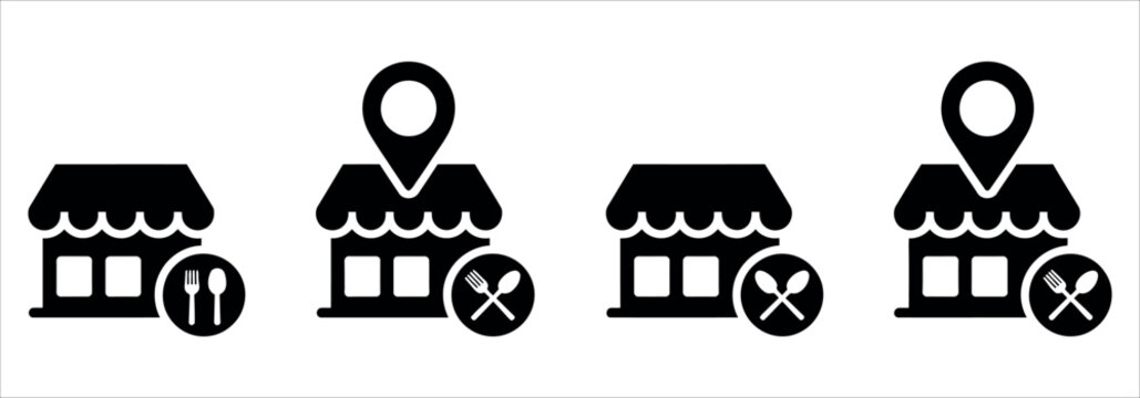 Find trendy local restaurants and cafes near you with this set of shop icons and map markers for restaurant deals and dining locations. - Powered by Adobe