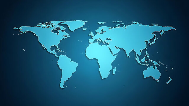 World map on blue background