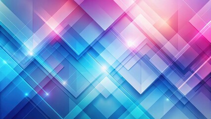 Abstract Geometric Design with Vibrant Blue and Pink Hues Featuring Overlapping Shapes and Glowing Effects